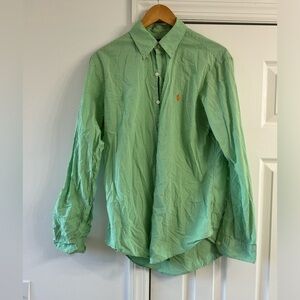 Ralph Lauren Men’s Medium Green Check Long Sleeve Button Down Shirt Custom Fit
